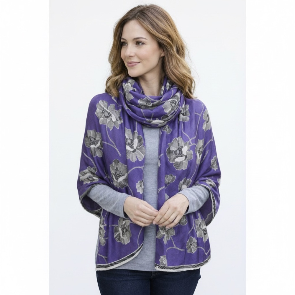Oscar De La Renta Floral Silk Scarf 100%